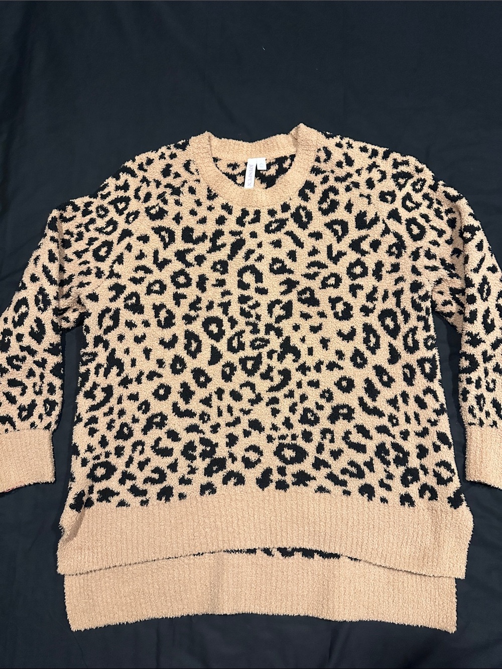Leopard Print XL Crewneck Sweater - Beige/Black